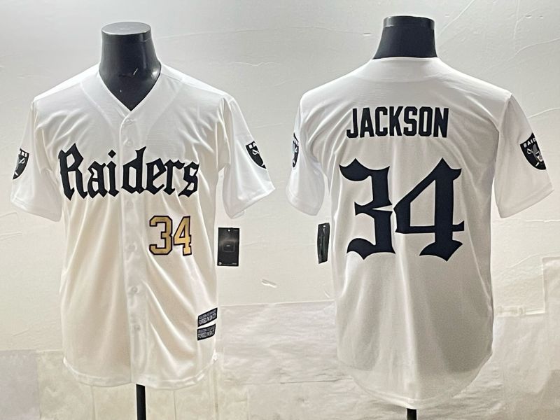 Men 2025 Oakland Raiders #34 Jackson white 6th generation Joint Name Nike Limited NFL Jersey style 03